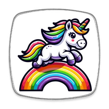 Radiant Rainbow Unicorn: Die magische Stute - Viereckiger Kühlschrankmagnet - Weiß - Vorne