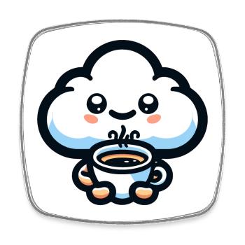 Caffeine Cumulus: The Cheerful Cloud - Square fridge magnet - white - Front