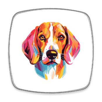 American Foxhound Hunderasse Aquarell Karikatur Kaw - Viereckiger Kühlschrankmagnet - Weiß - Vorne