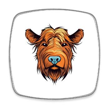 Highland Cattle Dog Rasse Aquarell Cartoon Kawai - Viereckiger Kühlschrankmagnet - Weiß - Vorne