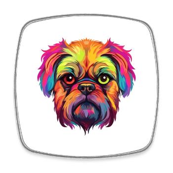 Griffon Bruxellois Hunderasse Aquarell Karikatur Ka - Viereckiger Kühlschrankmagnet - Weiß - Vorne