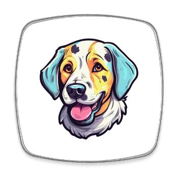 Akbash Hunderasse Aquarell Karikatur Kawaii Colorfu - Viereckiger Kühlschrankmagnet - Weiß - Vorne