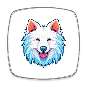 Américain Esquimau chien race aquarelle dessin animé Kawai - Magnet carré - blanc - Devant