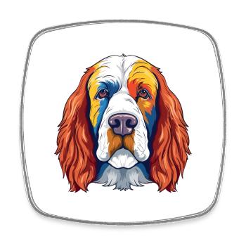 Clumber Spaniel Hund Rasse Aquarell Cartoon Kawai - Viereckiger Kühlschrankmagnet - Weiß - Vorne