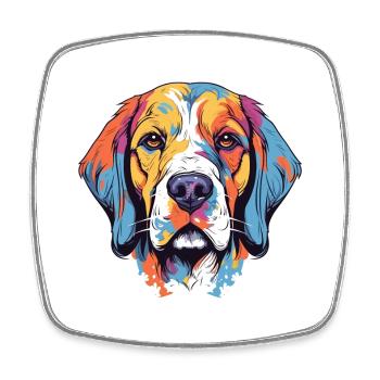 Grande race de chien des Pyrénées aquarelle dessin animé Kawaii - Magnet carré - blanc - Devant