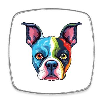 Boston Terrier chien race aquarelle dessin animé Kawaii - Magnet carré - blanc - Devant