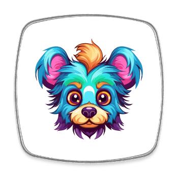 Russisches Spielzeug Hunderasse Aquarell Karikatur Kawaii Co - Viereckiger Kühlschrankmagnet - Weiß - Vorne