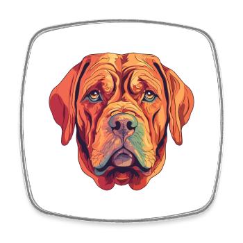 Dogues de Bordeaux race chien aquarelle dessin animé Ka - Magnet carré - blanc - Devant