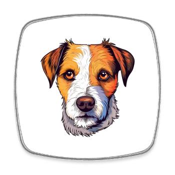 Parson Russell Terrier Dog Breed Watercolor Cartoo - Square fridge magnet - white - Front