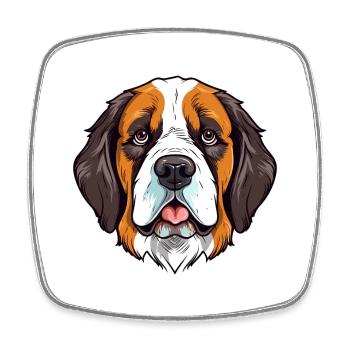 Saint-Bernard chien race aquarelle dessin animé Kawaii Co - Magnet carré - blanc - Devant