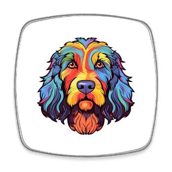 Barbet Dog Breed Watercolor Cartoon Kawaii Colorfu - Square fridge magnet - white - Front