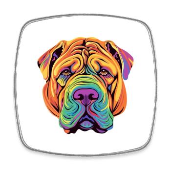 Chinesische Shar Pei Hunderasse Aquarell Karikatur Kawa - Viereckiger Kühlschrankmagnet - Weiß - Vorne