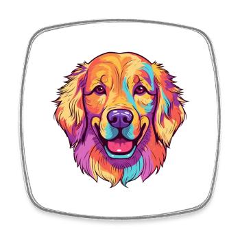 Golden Retriever Dog Breed Watercolor Cartoon Kawa - Square fridge magnet - white - Front