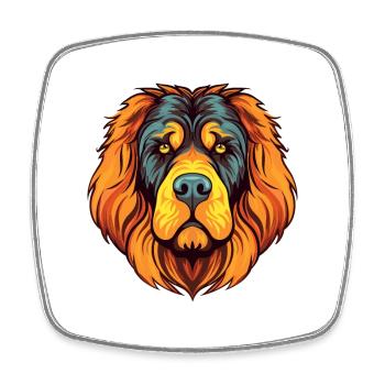 Tibetan Mastiff Dog Breed Watercolor Cartoon Kawai - Square fridge magnet - white - Front