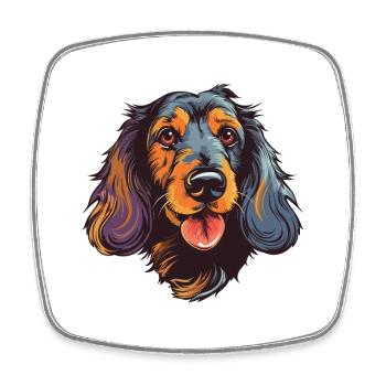 Wirehaired Dachshund Dog Breed Watercolor Cartoon - Square fridge magnet - white - Front
