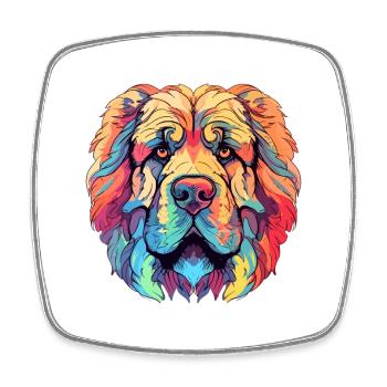 Leonberger Dog Breed Watercolor Cartoon Kawaii Col - Square fridge magnet - white - Front