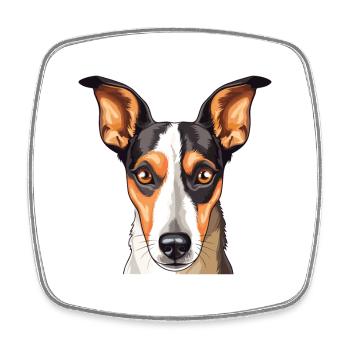 Glatte Foxterrier-Hunderasse Aquarell-Karikatur Ka - Viereckiger Kühlschrankmagnet - Weiß - Vorne