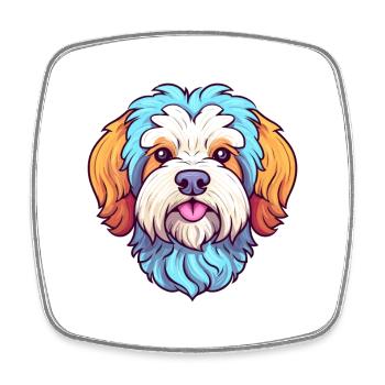 Maltipoo Hunderasse Aquarell Karikatur Kawaii Farbe - Viereckiger Kühlschrankmagnet - Weiß - Vorne