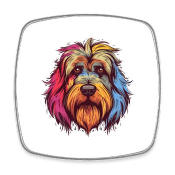 Briard Hund Rasse Aquarell Karikatur Kawaii Colorfu - Viereckiger Kühlschrankmagnet - Weiß - Vorne