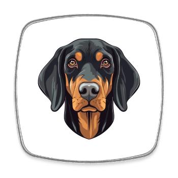 Noir et feu Coonhound chien race aquarelle Carto - Magnet carré - blanc - Devant