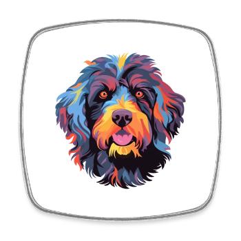 Barbet Dog Breed Watercolor Cartoon Kawaii Colorfu - Square fridge magnet - white - Front