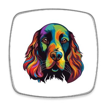 Feld Spaniel Hunderasse Aquarell Karikatur Kawaii - Viereckiger Kühlschrankmagnet - Weiß - Vorne