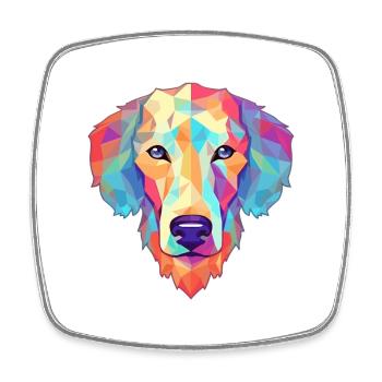 Bedlington Terrier Dog Breed Watercolor Cartoon Ka - Square fridge magnet - white - Front