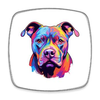 Pitbull chien race aquarelle dessin animé kawaii colorf - Magnet carré - blanc - Devant