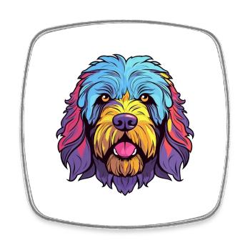 Labradoodle Hunderasse Aquarell Karikatur Kawaii Co - Viereckiger Kühlschrankmagnet - Weiß - Vorne