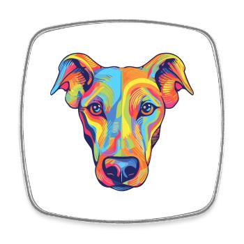 Lévrier chien race aquarelle dessin animé Kawaii Colo - Magnet carré - blanc - Devant