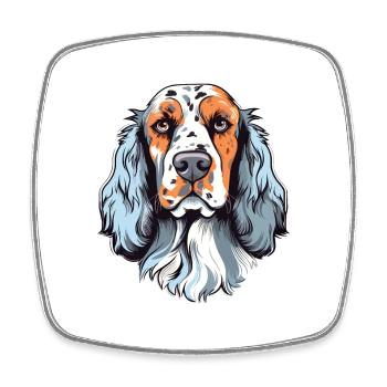 English Setters Dog Breed Watercolor Cartoon Kawai - Square fridge magnet - white - Front