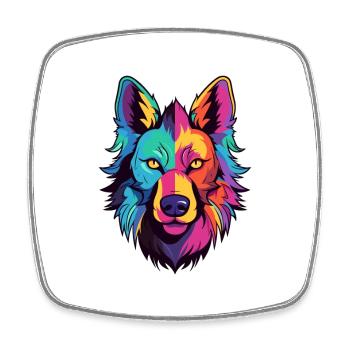 Keeshound Dog Breed Watercolor Cartoon Kawaii Colo - Square fridge magnet - white - Front