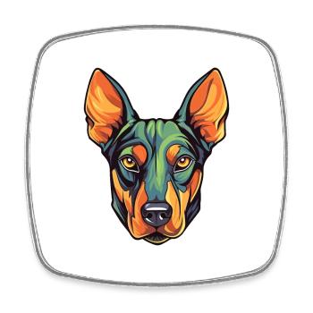 German Pinscher Dog Breed Watercolor Cartoon Kawai - Square fridge magnet - white - Front