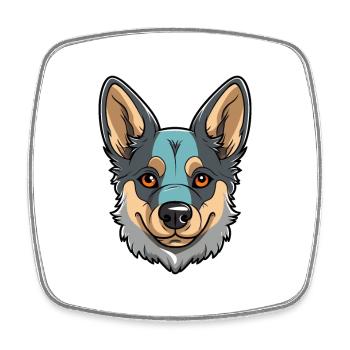 Swedish Vallhund Dog Breed Watercolor Cartoon Kawa - Square fridge magnet - white - Front