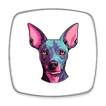 American Hairless Terrier Hunderasse Aquarell Auto - Viereckiger Kühlschrankmagnet - Weiß - Vorne