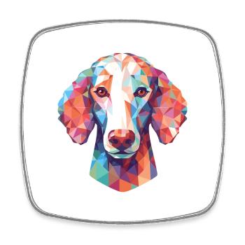 Bedlington Terrier Dog Breed Watercolor Cartoon Ka - Square fridge magnet - white - Front