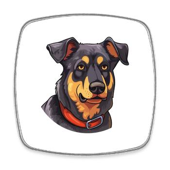Beauceron Hunderasse Aquarell Karikatur Kawaii Colo - Viereckiger Kühlschrankmagnet - Weiß - Vorne