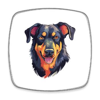 Beauceron Dog Breed Watercolor Cartoon Kawaii Colo - Square fridge magnet - white - Front