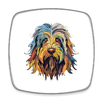 Bergamasco Hunderasse Aquarell Karikatur Kawaii Col - Viereckiger Kühlschrankmagnet - Weiß - Vorne