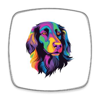 Plat enduit Retriever chien race aquarelle dessin animé - Magnet carré - blanc - Devant