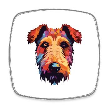 Welsh Terrier Dog Breed Watercolor Cartoon Kawaii - Square fridge magnet - white - Front