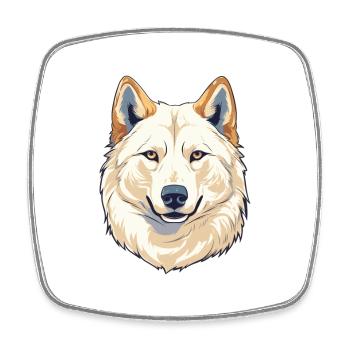 Jindo Dog Breed Watercolor Cartoon Kawaii Colorful - Square fridge magnet - white - Front