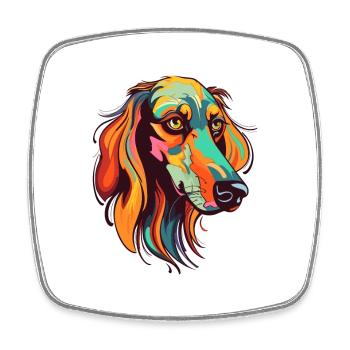 Saluki Dog Breed Watercolor Cartoon Kawaii Colorfu - Square fridge magnet - white - Front