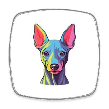 American Hairless Terrier Hunderasse Aquarell Auto - Viereckiger Kühlschrankmagnet - Weiß - Vorne