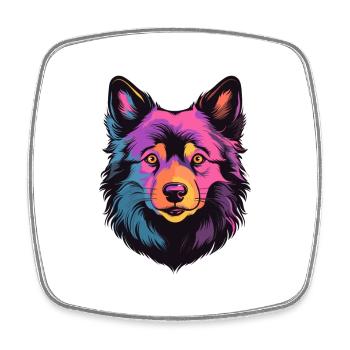 Schipperke Hunderasse Aquarell Karikatur Kawaii Col - Viereckiger Kühlschrankmagnet - Weiß - Vorne