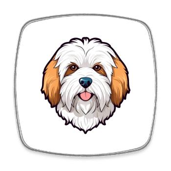 Coton De Tuléar Race De Chien Aquarelle Cartoon Kawai - Magnet carré - blanc - Devant