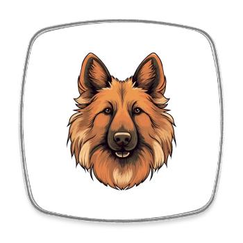 Belgian Tervuren Dog Breed Watercolor Cartoon Kawa - Square fridge magnet - white - Front