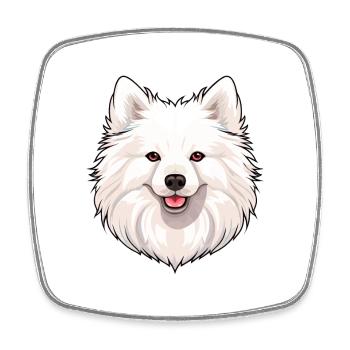 Spitz japonais chien race aquarelle dessin animé kawaii - Magnet carré - blanc - Devant