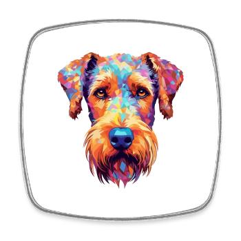 Airedale Terrier Dog Breed Watercolor Cartoon Kawa - Square fridge magnet - white - Front