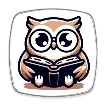 Wise Owl Reader Bookish Charm - Square fridge magnet - white - Front
